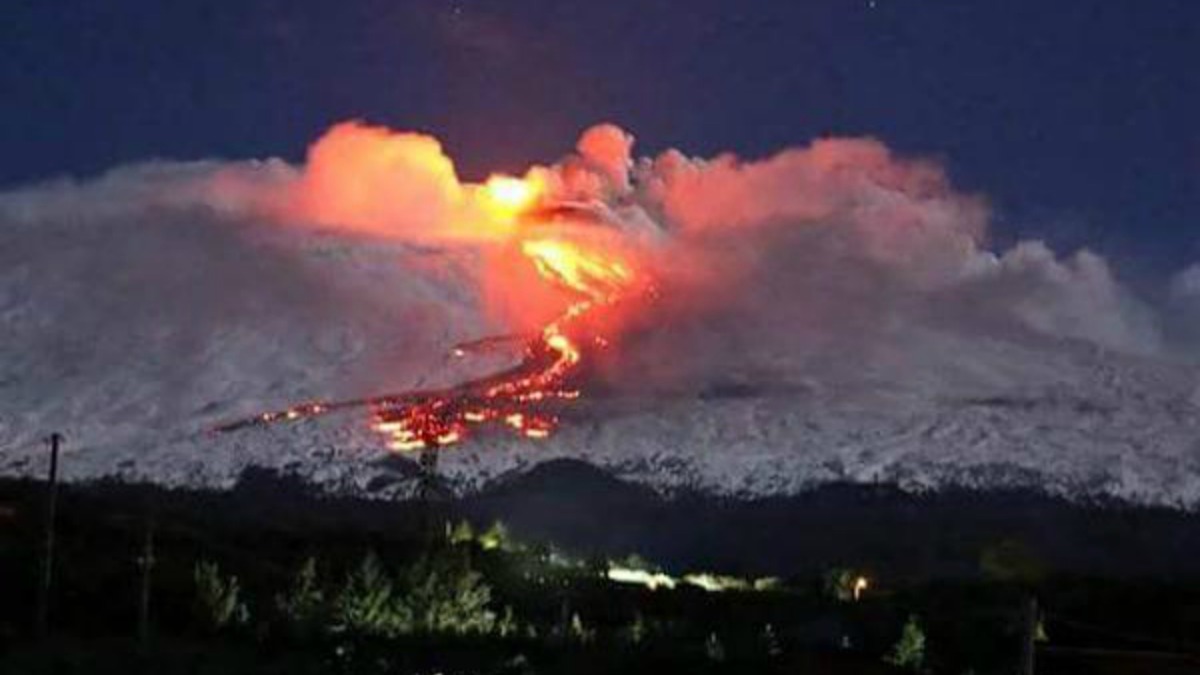 Vulkaan Etna uitgebarsten
