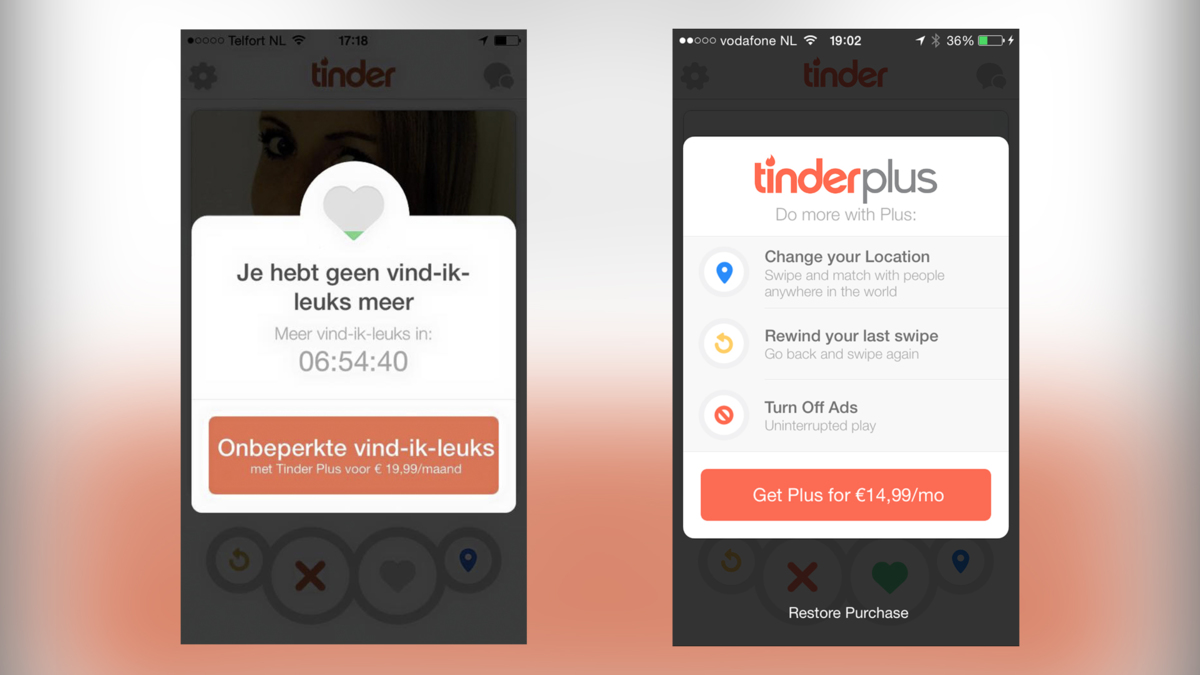 Betalen voor onbeperkt swipen op Tinder