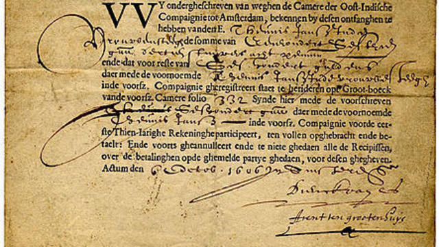 Bijzonder VOCaandeel uit 1606 ontdekt NOS Bijzonder VOCaandeel uit 1606 ontdekt NOS