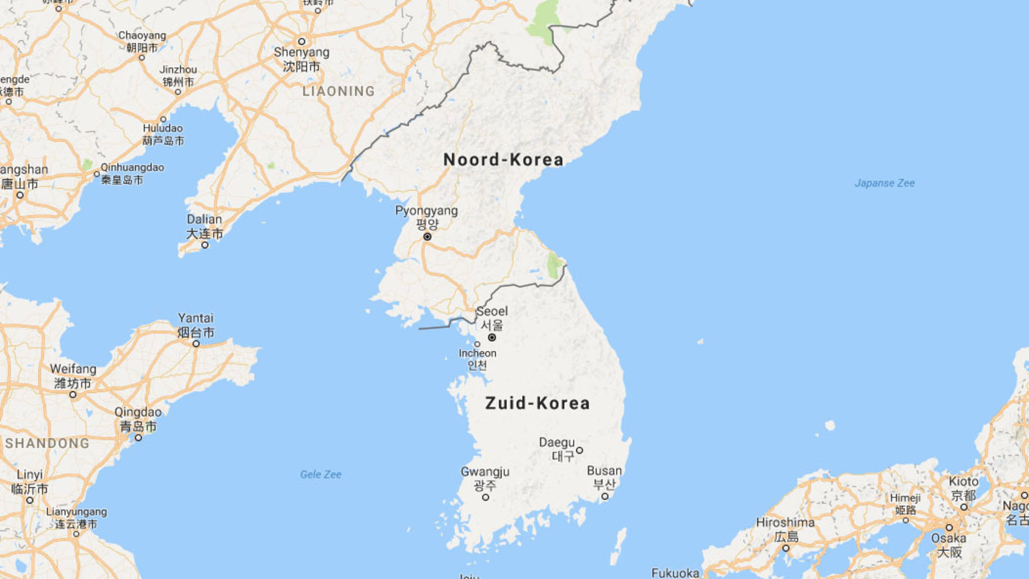Google Maps in NoordKorea beter dan in ZuidKorea door ruzie NOS