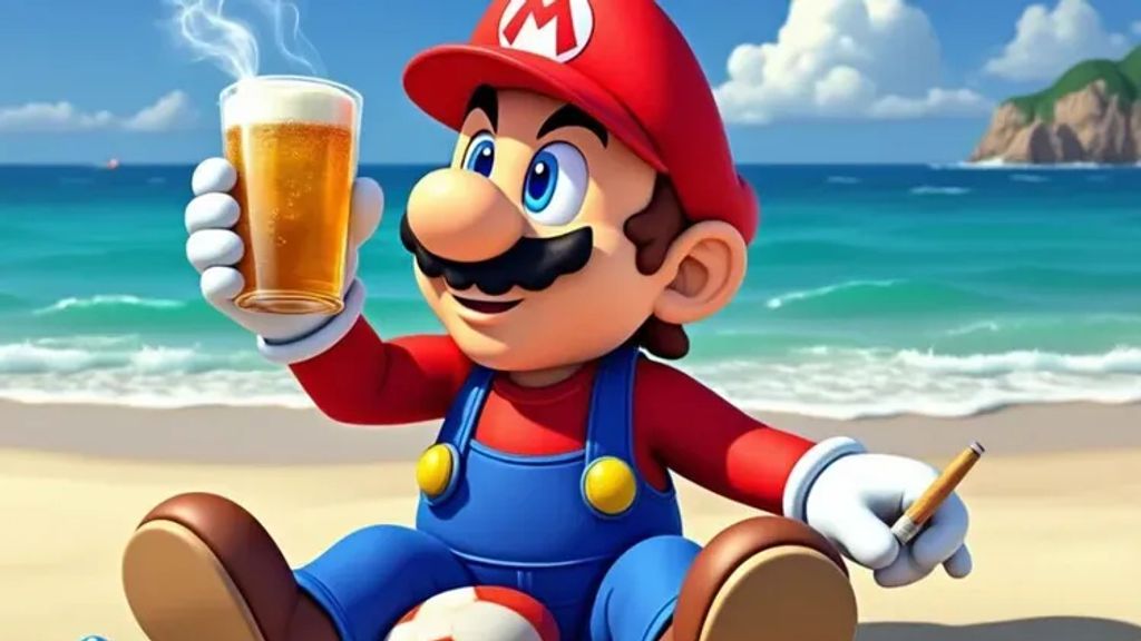 Gedoe om plaatjes van een rokende en drinkende Mario