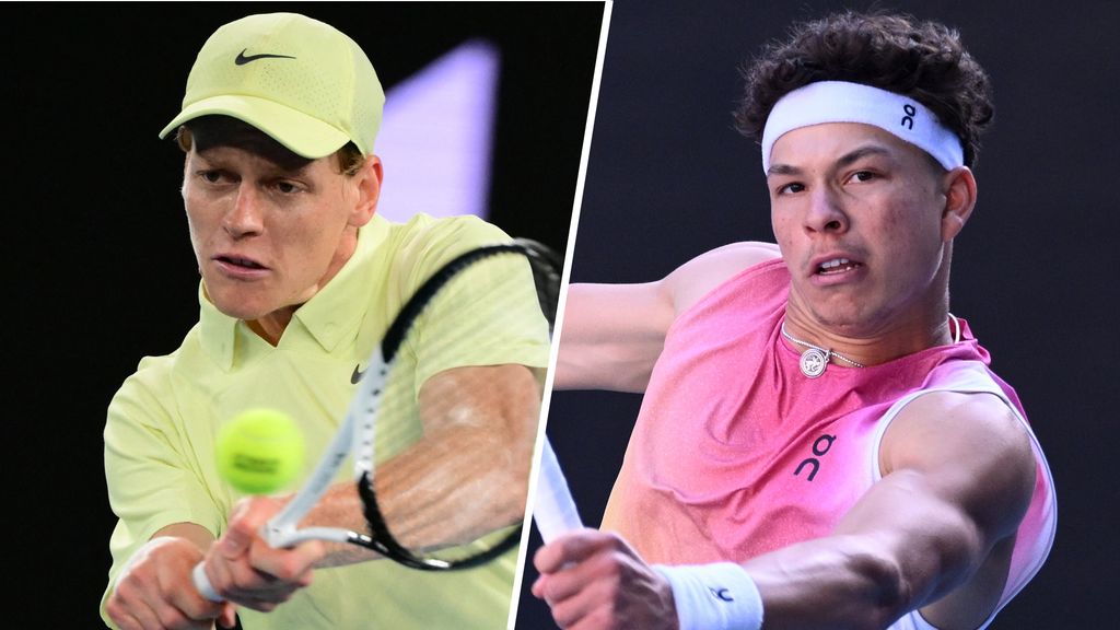 全豪オープン準決勝、シナーがシェルトンに第1セット勝利（7-6）