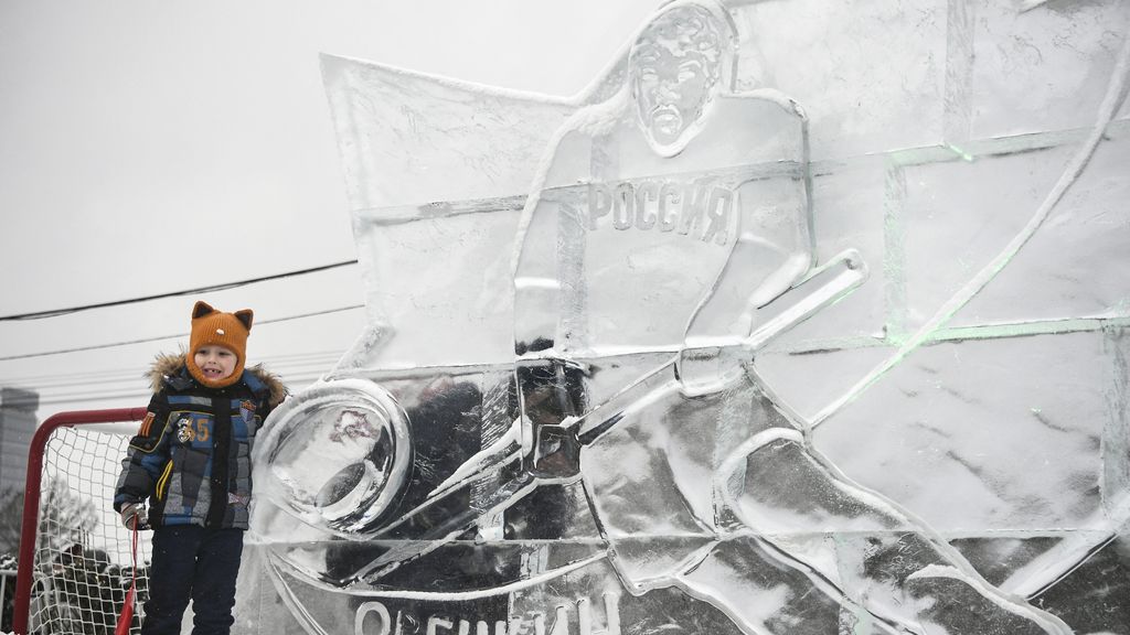 Ice sculpture of Alex Ovechkin