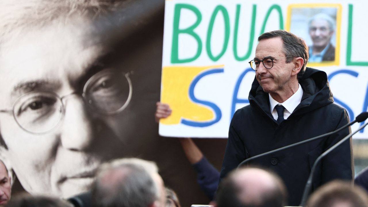 French Minister Retailleeau at a support manifestation for Sansal