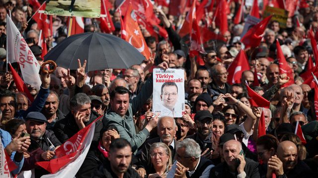 Demonstrators in Istanbul Saturday morning