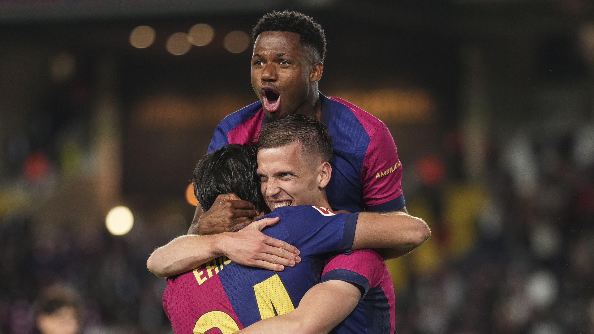Dani Olmo celebrates his goal for <a href=