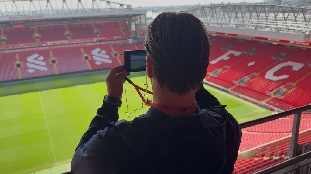 Aerial view of Anfield's main stand