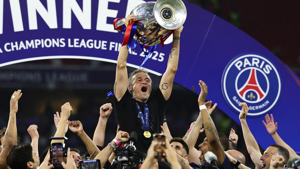 Luis Enrique with Champions league trophy
