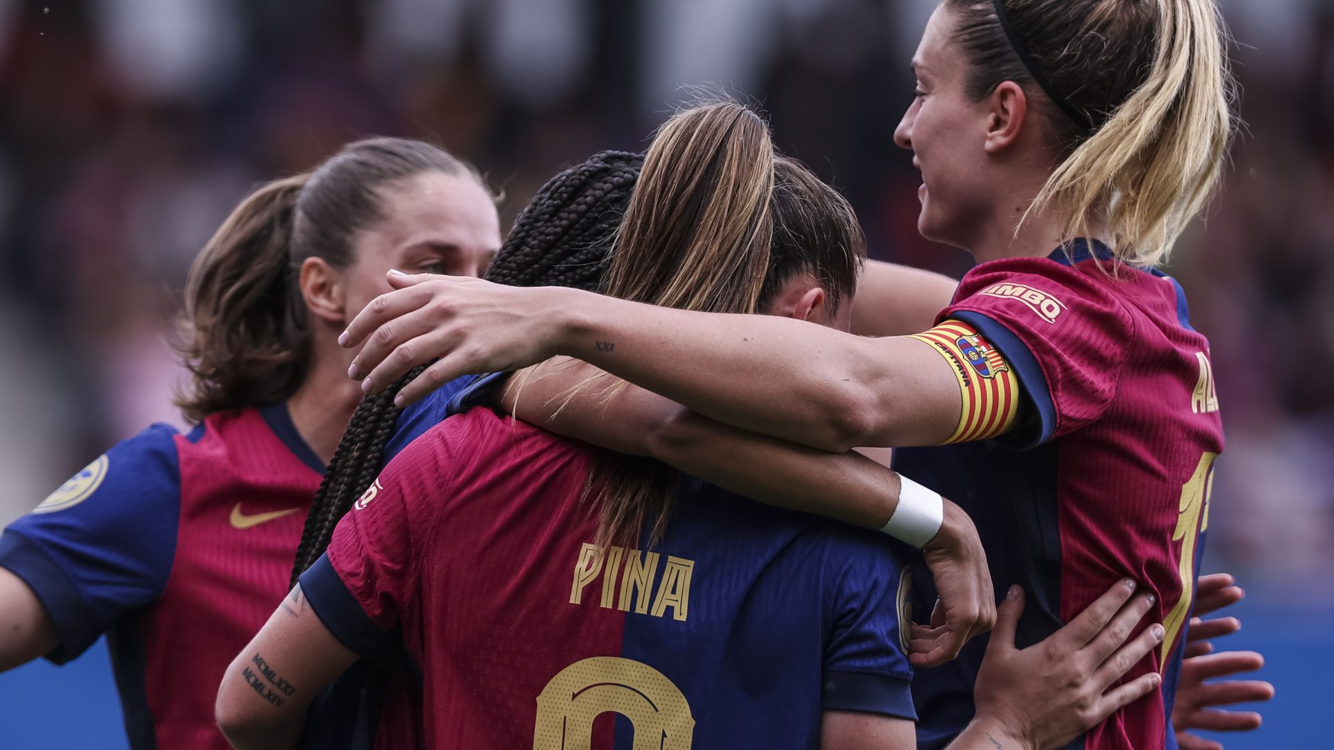 FC Barcelona players celebrating their Copa de la reina victory