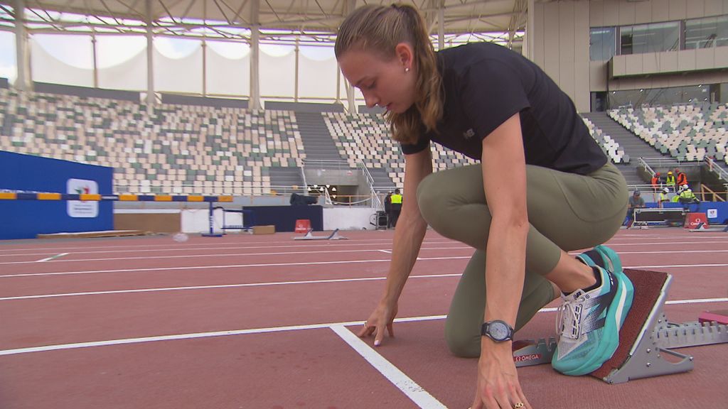 Femke Bol competing in the 400m hurdles