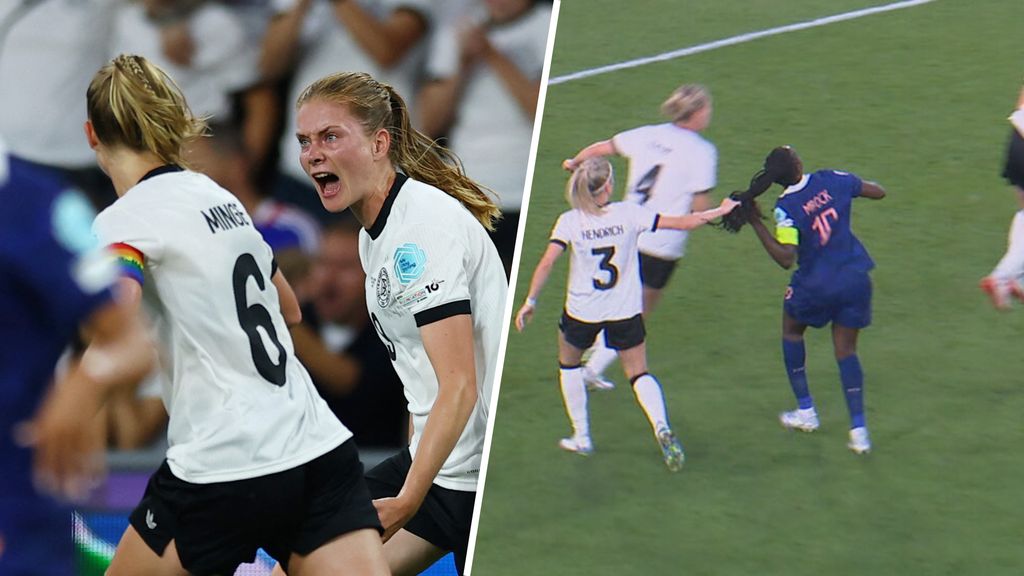 Duitsland bereikt halve finales EK na penalty's tegen Frankrijk ondanks rood na haartrekken