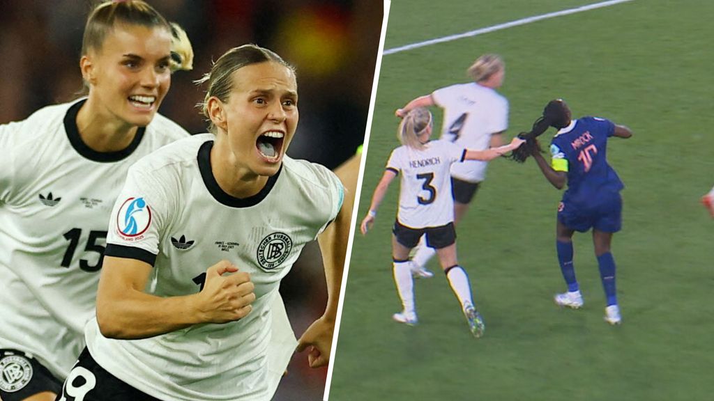 Duitsland bereikt halve finales EK na penalty's tegen Frankrijk ondanks rood na haartrekken