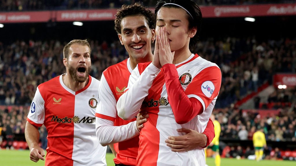 Feyenoord klopt Fortuna en blijft foutloos, Ueda gedeeld topscorer eredivisie