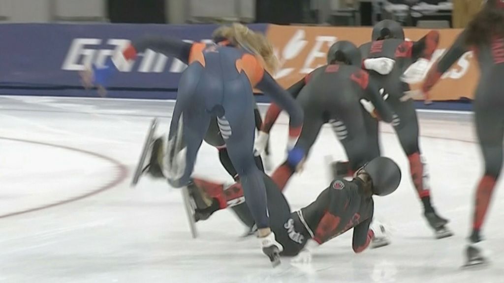 Oeps, Leerdam kegelt Blondin onderuit in trainingsrit in Salt Lake