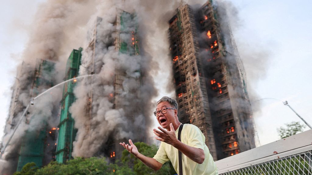 Foto: Dodental flatbranden Hongkong loopt op tot 44, met veel bewoners nog geen contact