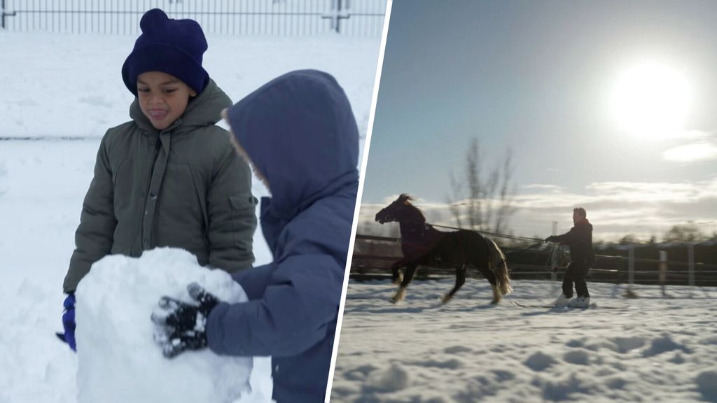 Snowboarden, iglo's bouwen of achter je pony op de ski's: de sneeuwpret in beeld