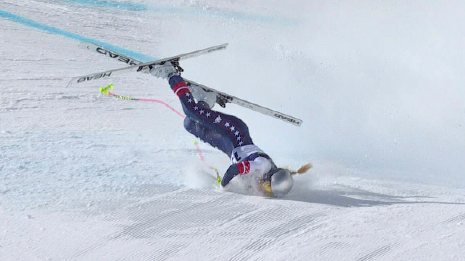 Vonn crasht op olympische afdaling, skilegende afgevoerd met helikopter