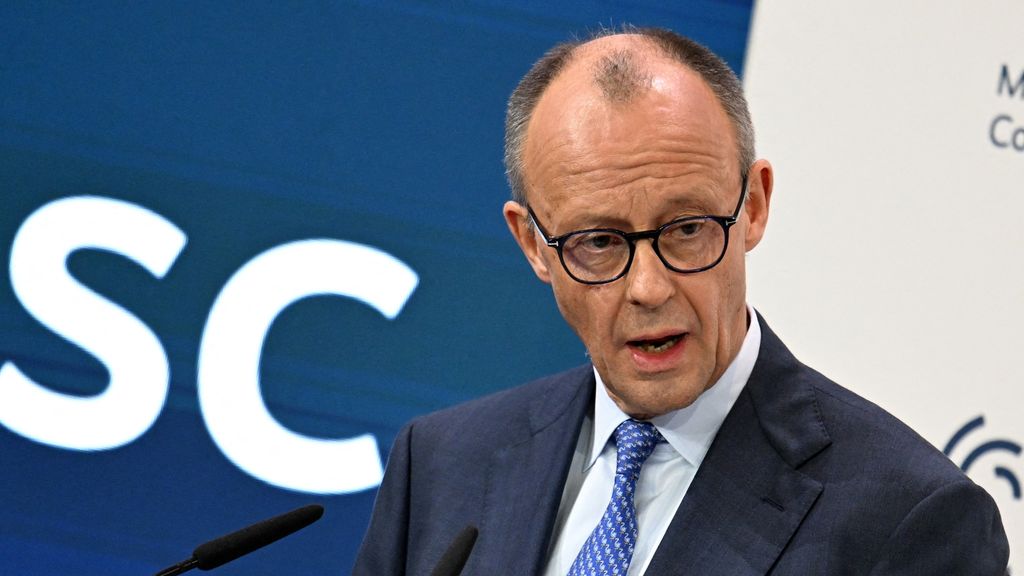 Foto: Merz in München: Europa moet zelfstandiger worden, maar kan niet zonder de VS