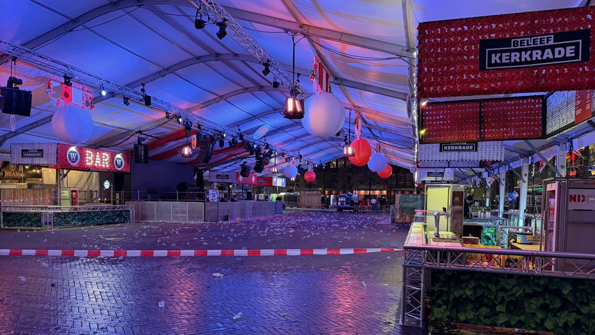 Carnavalstenten in Zuid-Limburg ontruimd vanwege sneeuw